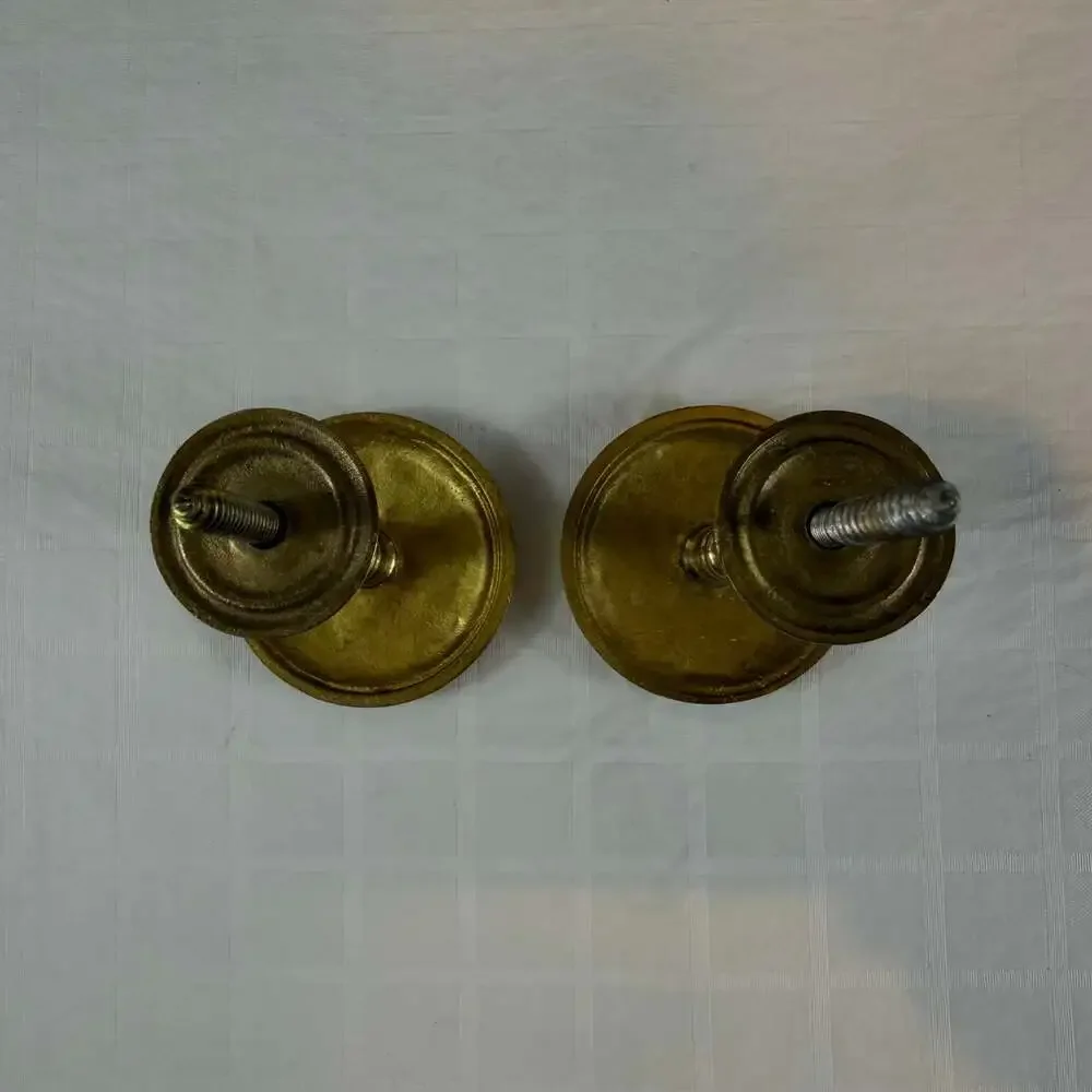 Pair of Vintage Brass Curtain Drapery Round Ornate Floral Tie Backs